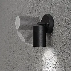 Außen-Wandspot MODENA, schwenkbar, GU10 max. 7W, Lichtkegel 105°, Schwarz, Aluminium / Klarglas