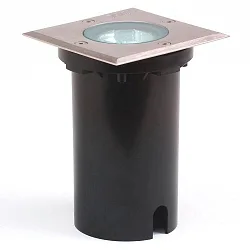 Outdoor Bodeneinbaustrahler, IP65, Blende eckig, 11 x 11cm, GU10 max. 7W, Edelstahl 304 / Klarglas