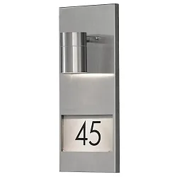 Außen-Wandleuchte MODENA, mit Hausnummern, GU10 max. 35W, Edelstahl 304 / Klarglas