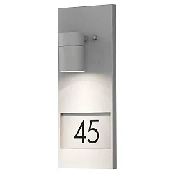 Außen-Wandleuchte MODENA, mit Hausnummern, GU10 max. 35W, Grau, Aluminium / Klarglas