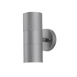 Außen-Wandleuchte MODENA, Up/Down, mit doppeltem Lichtkegel, IP44, 2x GU10 max. 35W, Grau, Aluminium / Klarglas