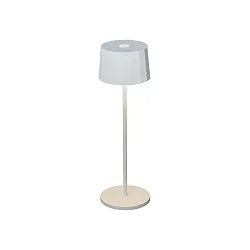 Outdoor LED accu table lamp POSITANO, IP54, 2.2W 2700/3000K 180lm, dimmable, witch USB charging dock, white