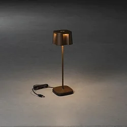 Outdoor LED accu table lamp NICE, IP54, 2.5W 2700/3000K 120lm, dimmable, rusty