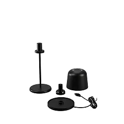 battery table lamp BIOT USB IP54, black dimmable