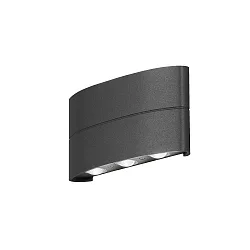 LED outdoor wall luminaire CHIERI, IP54, Up/Down, 6 LEDs, 8W 3000K 400lm, anthracite aluminium / clear glass