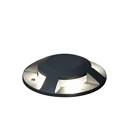 Outdoor LED Terassen- / Bodenstrahler HIGH POWER, Halb-Einbau, flach, IP65, anthrazit, mit 4-fach Lichtaustritt, 12W 3000K 980lm