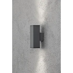 Außen-Wandleuchte MONZA, mit doppeltem Lichtkegel, 2xGU10, IP44, anthrazit, Aluminium Klarglas