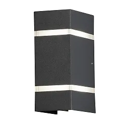 LED Außen-Wandleuchte CREMONA, 2-seitig von 0°-90° einstellbar, 3W 3000K 600lm, 2 gefrostete Acrylglasstreifen / Anthrazit
