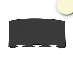 LED Außenwandleuchte Up&Down 6*1W CREE, mit Fokuslinsen, IP54, 6W 3200K 480lm, überlagernd strahlend, Aluminium, Sandschwarz