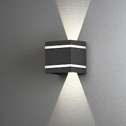 LED Außen-Wandleuchte CREMONA, mit 2 Effektstreifen + Lichtstrahl, 3W 3000K 360lm, Anthrazit, Alu / Klarglas / Frost-Acrylglas