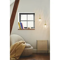 pendant luminaire CHISELL 15 E14 IP20, glossy, clear, brass dimmable