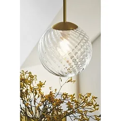 pendant luminaire CHISELL 25 E27 IP20, glossy, clear, brass dimmable