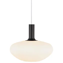 Pendant luminaire ALTON 35, E27, canopy black, glass opal white, cable white