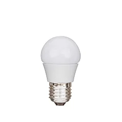 LED Tropfenlampe ECOLUX KUGEL DIM, 230V, Ø 4.5cm, E27, 6W 2700K 470lm 200°, dimmbar, opal