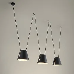 pendant luminaire ATTIC 3 3 flames, conical E27 IP20, black