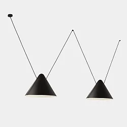 Pendelleuchte SUPER ATTIC 2 BODIES CONIC SHAPE 1250mm SIDE E27 15W schwarz