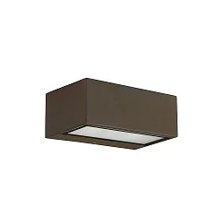 Außenwandleuchte NEMESIS , IP54 IK04,Up/Down, 9 x 22cm, E27 max. 15W, Aluminium / Mattglas + Diffusor, braun