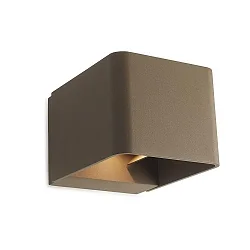 LED Außenwandleuchte WILSON SQUARE, IP65 IK08, Up/Down (verstellbar), Seeluft beständig, 9W 3000K 623lm, braun