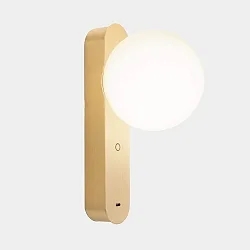 LED Wandleuchte PERLINA USB-C, IP20, 8.8W 2700/3000/4000K (CCT Switch), CRi 92, USB-C Port + Touch-Dimmer , gold / opal