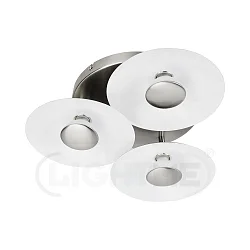 Decken-Rondell NIKKI 3-flammig, inkl. 3x GU10 5W 2700K 350lm (3-StepDim), Silbergrau / Satin