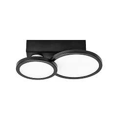 Deckenleuchte AQUA DISK-2, IP44, 2-flammig, inkl. 2x GU10 Diffusor, 16W 2700/4000K 1200lm 1000lm 110°, mattschwarz