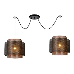 pendant luminaire ORRIN 2 flames, cylindrical E27 IP20, black dimmable