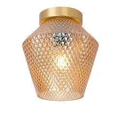ceiling luminaire ROSALIND oval E27 IP20, amber, gold matt, brass dimmable