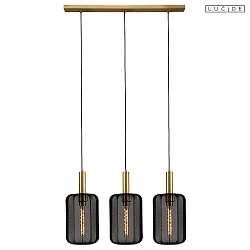 pendant luminaire CORINA 3 flames E27 IP20, brass, black dimmable