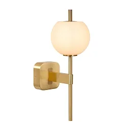 Badezimmer-Wandleuchte ELDA, IP44, Retro-Design, 230V, G9 (exkl.), Metall / Opalglas-Schirm, Messing