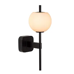 Badezimmer-Wandleuchte ELDA, IP44, Retro-Design, 230V, G9 (exkl.), Metall / Opalglas-Schirm, schwarz