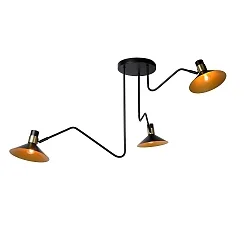 ceiling luminaire PEPIJN 3 flames, square E14 IP20, gold matt, brass, black dimmable