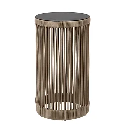 Battery lamp PINGI 61,5cm round IP44, black, taupe dimmable