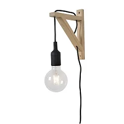 wall luminaire FIX square E27 IP20, wood, black 