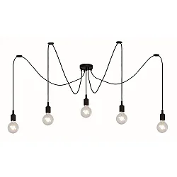 pendant luminaire FIX 5 flames E27 IP20, black dimmable