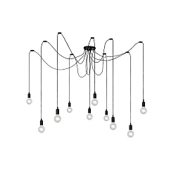 pendant luminaire FIX 10 flames E27 IP20, black dimmable