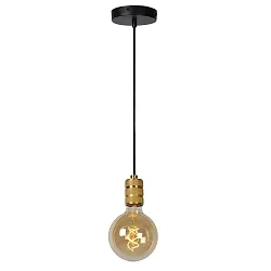 pendant luminaire JOVA cylindrical E27 IP20, gold matt, brass, black dimmable