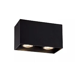 spot BODI 2 flames, square GU10 IP20, black dimmable