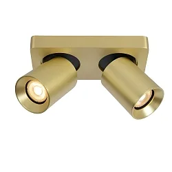 spot NIGEL 2 flames, cylindrical, rotatable GU10 IP20, gold matt, brass dimmable