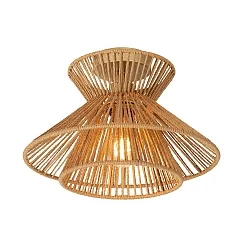ceiling luminaire TASMAN round E27 IP20, gold matt, wood, brass dimmable