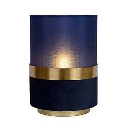 table lamp EXTRAVAGANZA TUSSE cylindrical E14 IP20, blue, gold matt, brass 