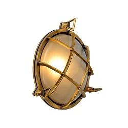 Outdoor Wandleuchte DUDLEY, 1xE27, IP65, rund, Gold matt, messing