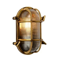 wall luminaire DUDLEY oval E27 IP65, gold matt, brass
