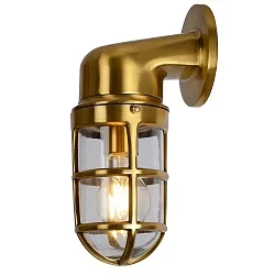Outdoor Wandleuchte DUDLEY, 1xE27, IP44, zylindrisch, Gold matt, messing