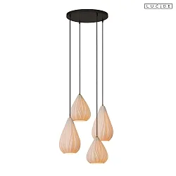 pendant luminaire CINZIA 4 flames E27 IP20, black, white dimmable