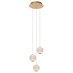 pendant luminaire CINTRA round IP20, gold matt, brass, transparent 