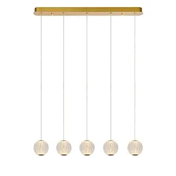 pendant luminaire CINTRA LED square IP20, gold matt, brass, transparent 