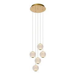 pendant luminaire CINTRA LED round IP20, gold matt, brass, transparent 