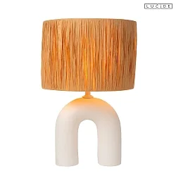 Tischleuchte RONDA 1x E27 IP20 Porzellan, Rattan, weiß, braun