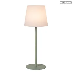 Outdoor LED-Akku-Tischleuchte TYON, IP65, Ø 15 x H 41cm, 2W 2700K 140lm 360°, Touch-Dimmer + USB-C Kabel, opal, grün