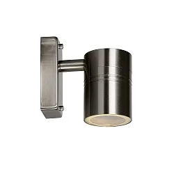 LED Outdoor Wandstrahler ARNE, Ø 6,3 cm, GU10, 1x5W, 2700K, IP44 - 6,3 x 12 x 11,5cm, Chrom matt